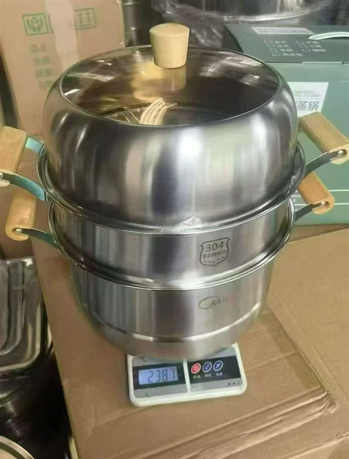 美的三层蒸锅原件处理，5件，一件12个，独立包装