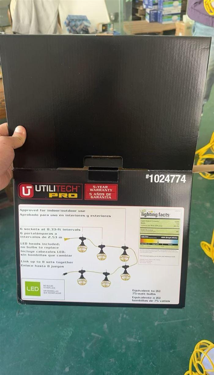 出口外贸美规110v 灯串一条柜 15米线 6灯 纯铜线 带UL认证