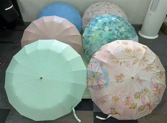 雨伞3000支16骨彩胶，适合电商，双龙骨，金骨金杆