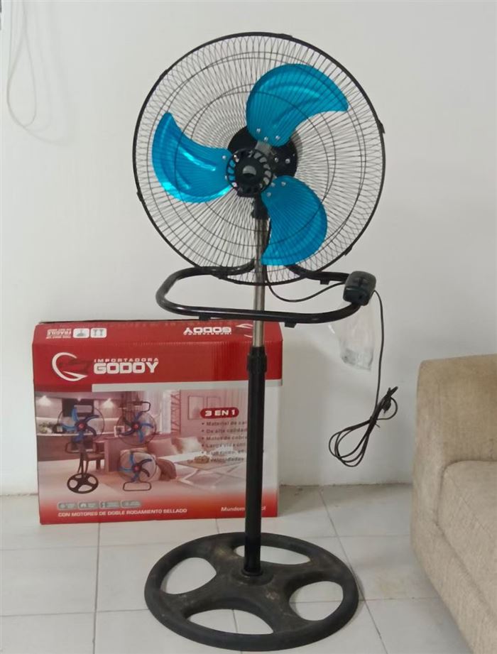 整柜出，出口外贸 风扇，原箱原件，现货低价 18寸3合1落地金属风扇 金属铝3页风叶 电压220V 欧规，两圆插 功率60W 彩盒一件2台 单件重量8.5kgs 包装尺寸620*170*505mm 整柜2600台