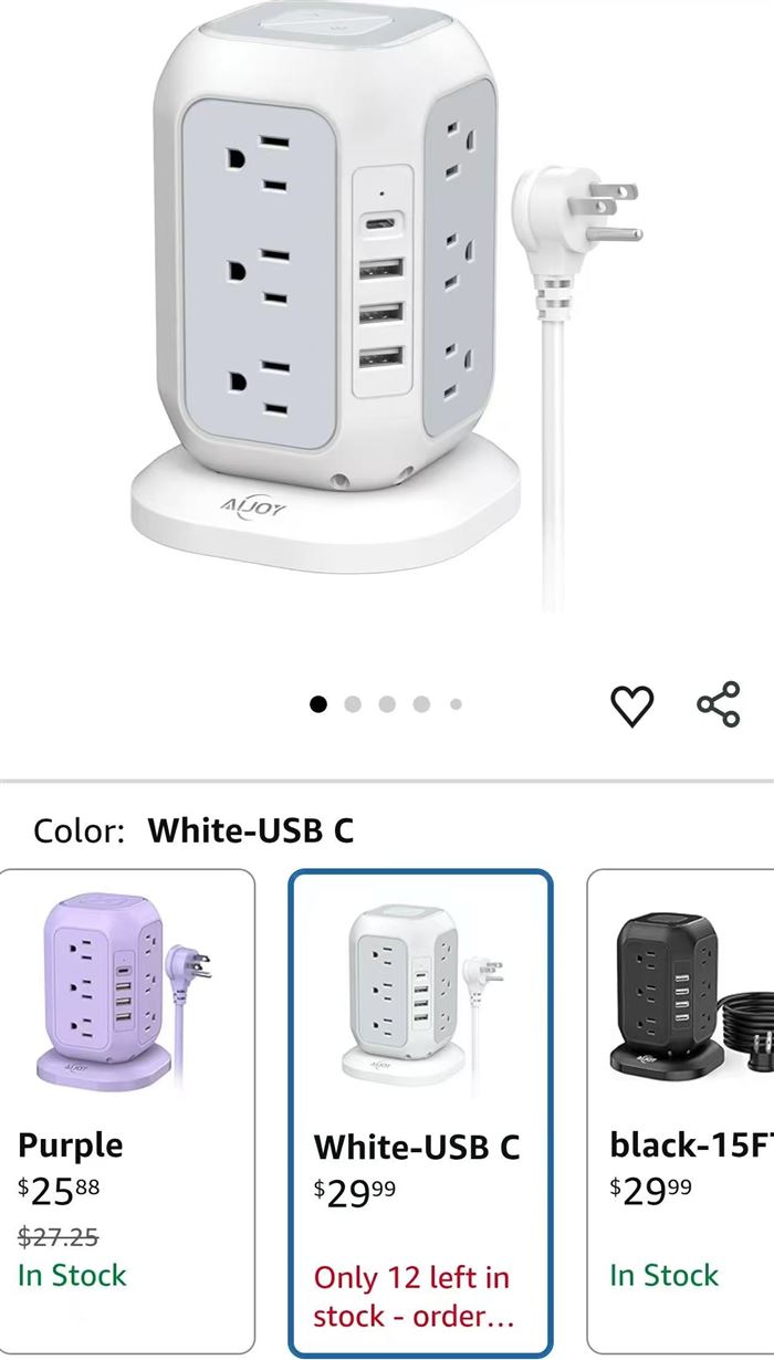 品名：3米线长美规多功能立体排插，黑色 白色 两个颜色 包装尺寸：14×11.6×17.5厘米 单品重量： 820 克 装箱数：18 pcs/箱 数量：280 pcs