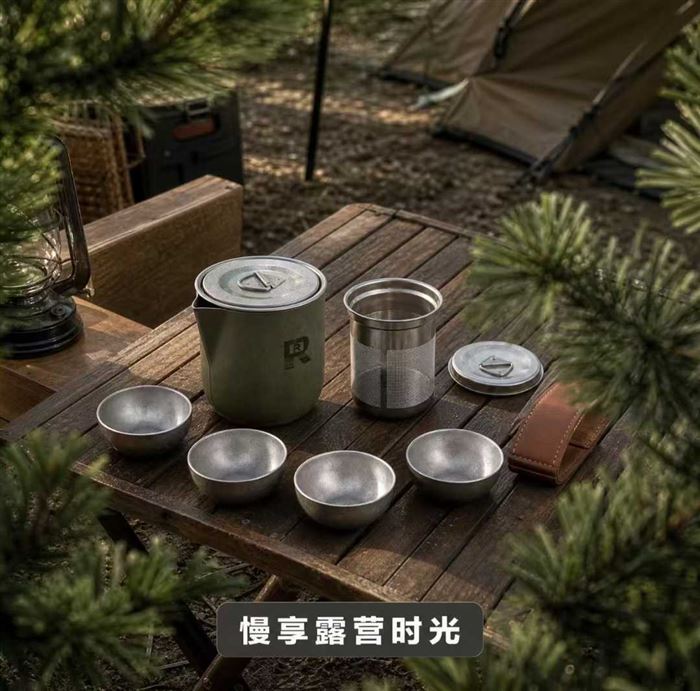 户外用品，露营旅行不锈钢茶具套装现货