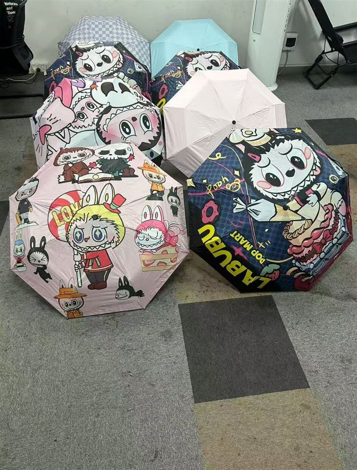 雨伞三折 八股黑胶手动混色花多款式，100支装共13件，1320支