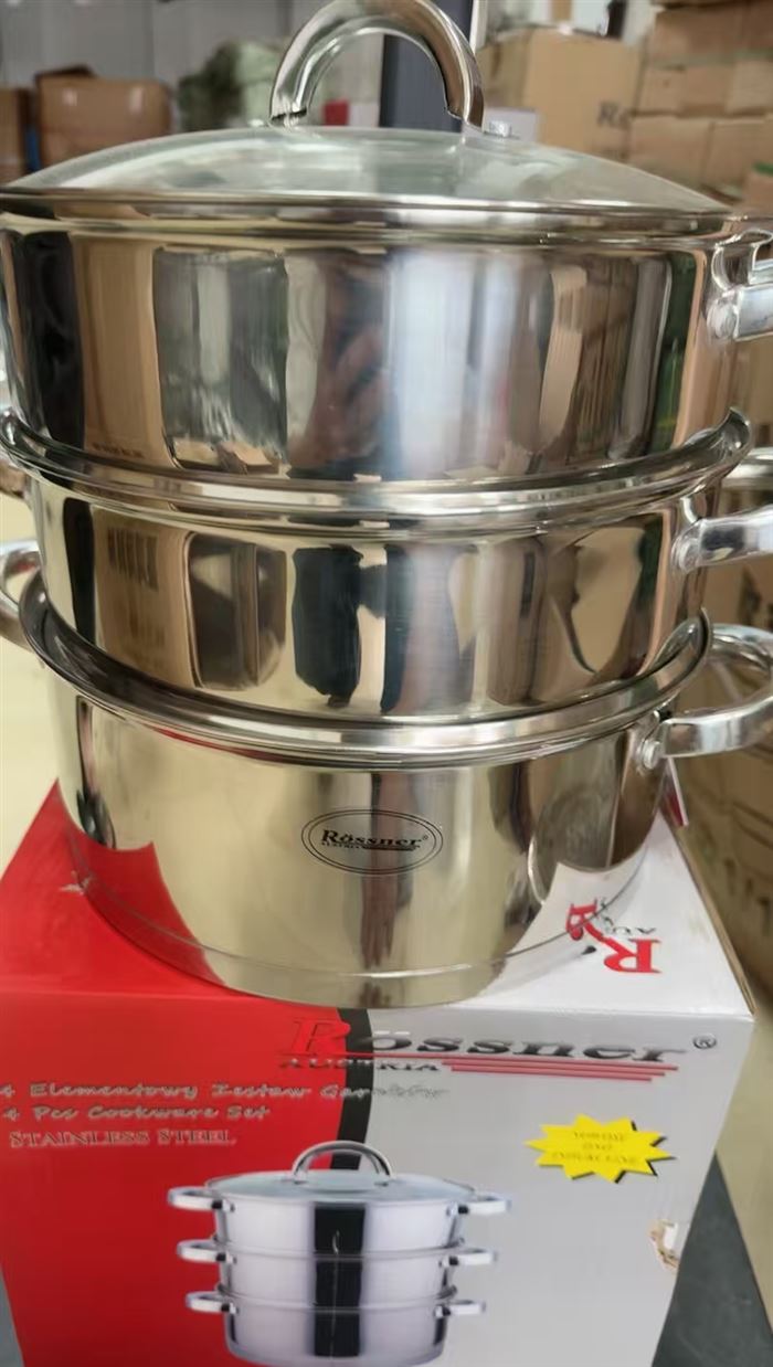 外贸品牌无磁复底26三层特厚蒸锅入库125件，一件2套，特价58