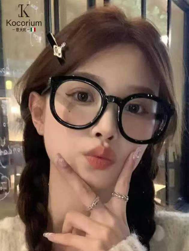 黑框眼镜女复古早八素颜神器防辐射抗蓝光近视网红大框圆形显脸小16000副