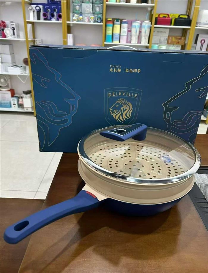 30cm 带蒸格 铝合金不粘煎炒锅 500+pcs